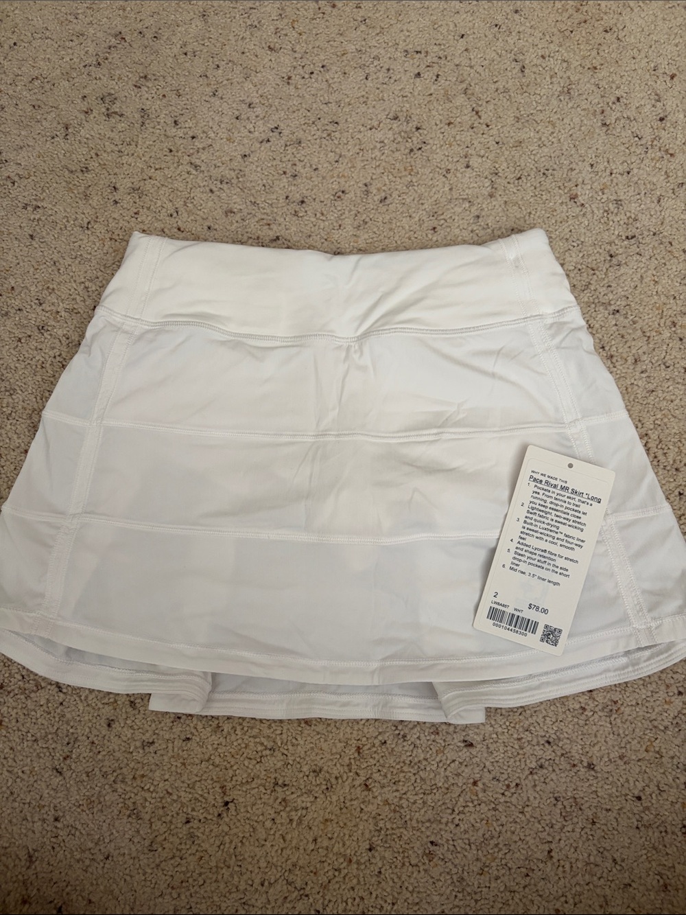 Lululemon Pace Rival MR Skirt Long size 2 white